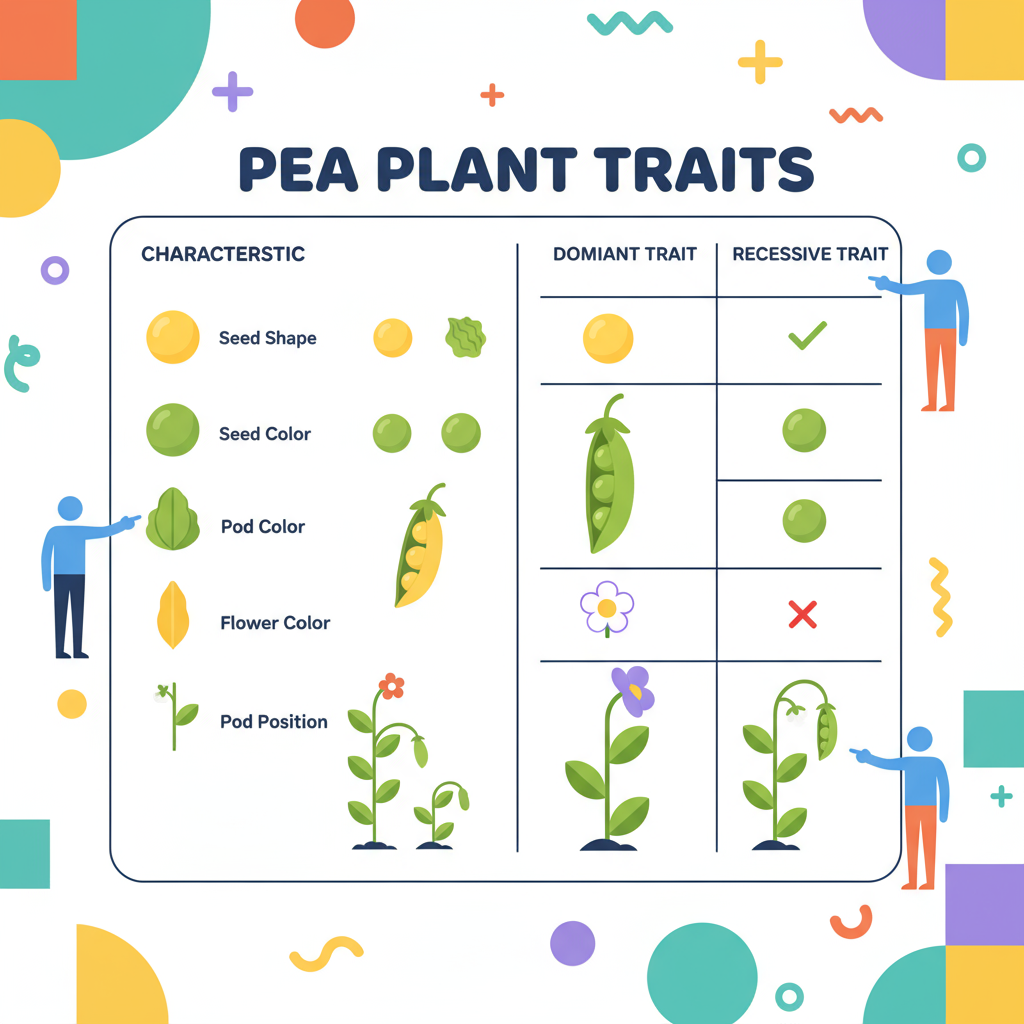 Pea plant traits comparison illustration